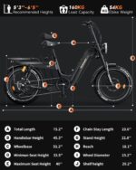 Vélo électrique TESWAY pour adultes – Double moteur 3600 W, batterie 52 V 60 Ah (autonomie jusqu'à 320 km), pneus « Fat » 20 pouces tout-terrain, suspension intégrale, freins hydrauliques. – Image 9