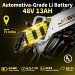 Vélo électrique pliable pour adultes Jasion X-Hunter ST : pneus « Fat » de 20 pouces, autonomie jusqu'à 114 km (71 miles), moteur de 1400 W en crête, vitesse supérieure à 48 km/h (30 mph), suspension intégrale et double frein à disque hydraulique. – Image 4