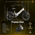 Vélo électrique pliable pour adultes Jasion X-Hunter ST : pneus « Fat » de 20 pouces, autonomie jusqu'à 114 km (71 miles), moteur de 1400 W en crête, vitesse supérieure à 48 km/h (30 mph), suspension intégrale et double frein à disque hydraulique. – Image 7