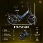 Vélo électrique pliable pour adultes Jasion X-Hunter ST : pneus « Fat » de 20 pouces, autonomie jusqu'à 114 km (71 miles), moteur de 1400 W en crête, vitesse supérieure à 48 km/h (30 mph), suspension intégrale et double frein à disque hydraulique. – Image 9