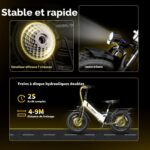 Vélo électrique pliable pour adultes Jasion X-Hunter ST : pneus « Fat » de 20 pouces, autonomie jusqu'à 114 km (71 miles), moteur de 1400 W en crête, vitesse supérieure à 48 km/h (30 mph), suspension intégrale et double frein à disque hydraulique. – Image 5