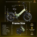 Vélo électrique pliable pour adultes Jasion X-Hunter ST : pneus « Fat » de 20 pouces, autonomie jusqu'à 114 km (71 miles), moteur de 1400 W en crête, vitesse supérieure à 48 km/h (30 mph), suspension intégrale et double frein à disque hydraulique. – Image 8