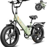 Vélo électrique pliable pour adultes Jasion X-Hunter ST : pneus « Fat » de 20 pouces, autonomie jusqu'à 114 km (71 miles), moteur de 1400 W en crête, vitesse supérieure à 48 km/h (30 mph), suspension intégrale et double frein à disque hydraulique.