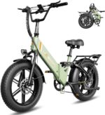 Vélo électrique pliable pour adultes Jasion X-Hunter ST : pneus « Fat » de 20 pouces, autonomie jusqu'à 114 km (71 miles), moteur de 1400 W en crête, vitesse supérieure à 48 km/h (30 mph), suspension intégrale et double frein à disque hydraulique.