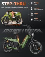Vélo électrique TESWAY pour adultes – Double moteur 3600 W, batterie 52 V 60 Ah (autonomie jusqu'à 320 km), pneus « Fat » 20 pouces tout-terrain, suspension intégrale, freins hydrauliques. – Image 4